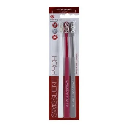 Periuță de dinți Swissdent Whitening Trio Soft, set 2 bucăți, culoare roz și gri — preț și oferte
