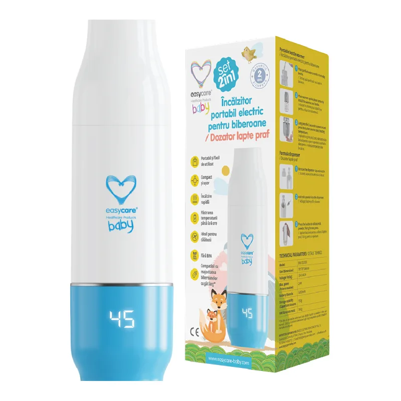 Set 2in1 Incalzitor electric portabil pentru biberoane si dozator lapte praf, EasyCare Baby — preț și oferte