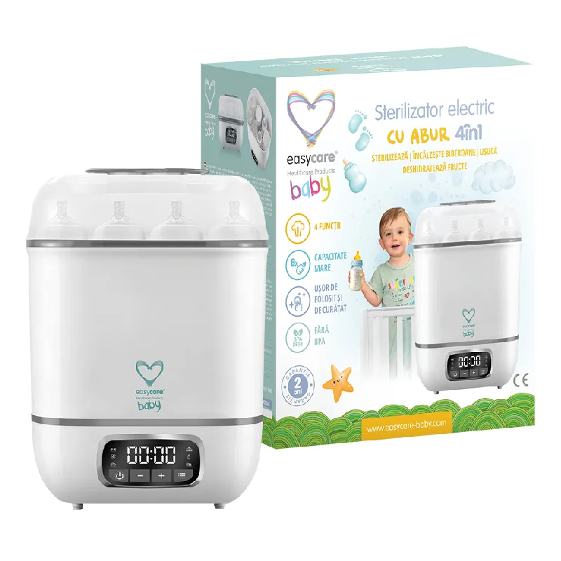 Sterilizator electric 4 in 1 cu abur, 8 biberoane, cu uscator, EasyCare Baby — preț și oferte