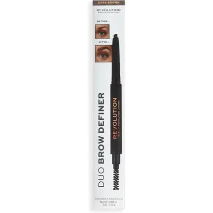Creion sprâncene, Makeup Revolution, Duo Brow Definer, maro închis — preț și oferte