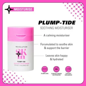 Cremă facială Revolution Skin Plump-Tide Soothing Moisturiser, alb și roz, 100 g