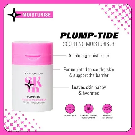 Cremă facială Revolution Skin Plump-Tide Soothing Moisturiser, alb și roz, 100 g — preț și oferte