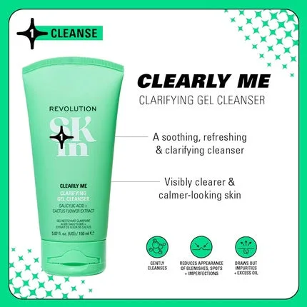 Gel de curățare pentru față Revolution Skincare Clearly Me, Verde, 180 g — preț și oferte