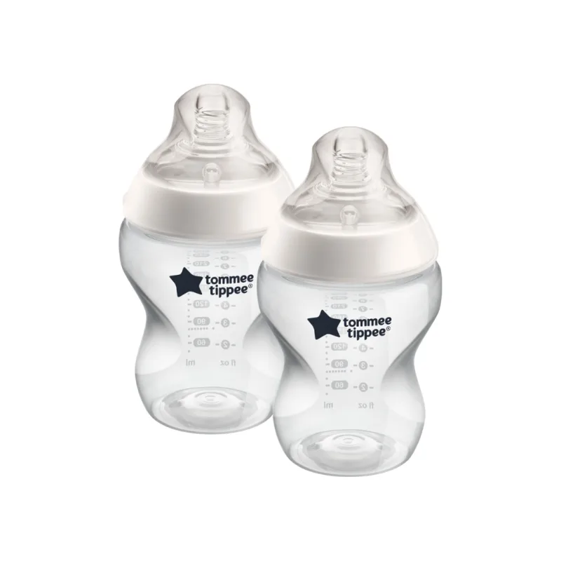 Set 2 biberoane cu tetina din silicon Closer to Nature, 260 ml, Tommee Tippee — preț și oferte