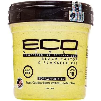 Gel păr, Eco Styler, cu ulei de ricin și semințe in, negru, 473ml — preț și oferte