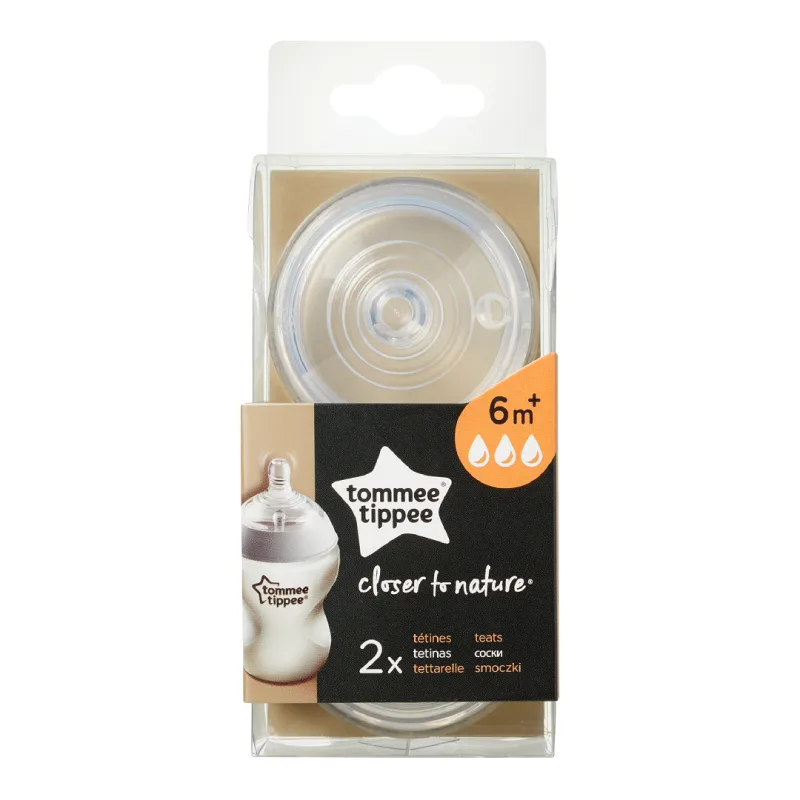 Tetina din silicon flux rapid, 6 luni+, 2 bucati, Tommee Tippee — preț și oferte