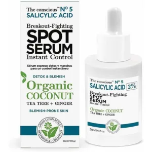 Ser tratament acnee The Conscious cu acid salicilic, cocos, 30ml