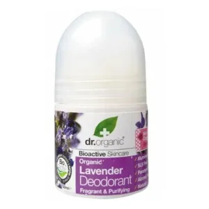 Dr Organic Lavender Deodorant Roll On, Bioactive Skincare, 50ml, Alb