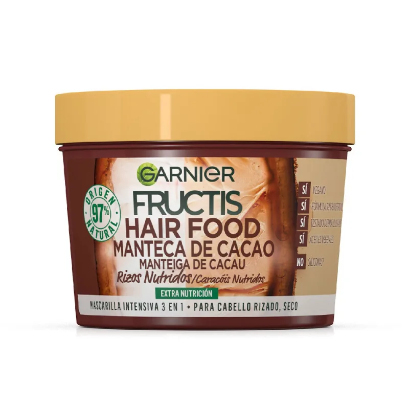 Mască de păr Garnier Fructis Hair Food, Unt de Cacao, 390ml, pentru bucle uscate — preț și oferte