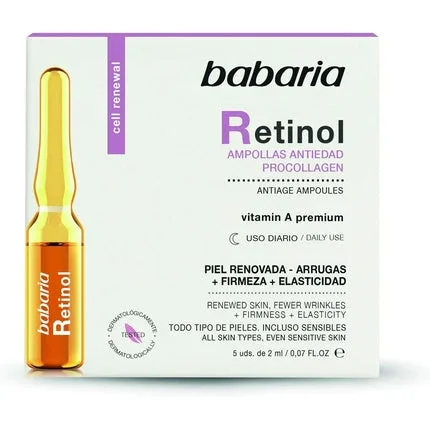 Fiole anti-îmbătrânire, Babaria, Retinol, 2ml, 5 bucăți — preț și oferte