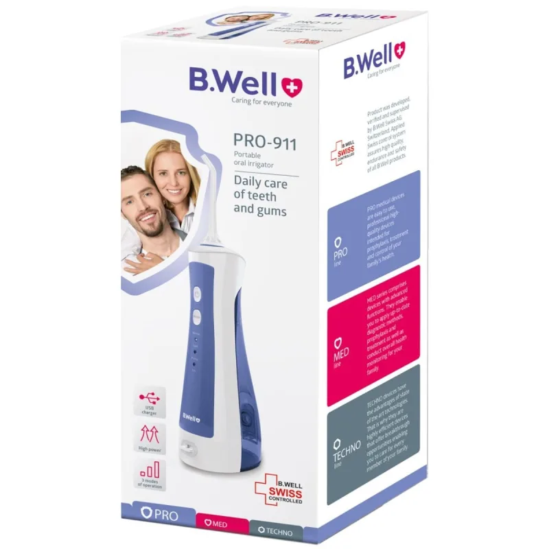 Irigator oral reincarcabil cu 2 capete si cablu USB, PRO-911, B.Well BWELL — preț și oferte