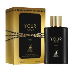 Parfum feminin Alhambra Your Touch Oud, sticlă neagră, capac auriu, 100ml