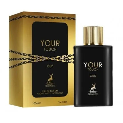 Parfum feminin Alhambra Your Touch Oud, sticlă neagră, capac auriu, 100ml Maison Alhambra — preț și oferte