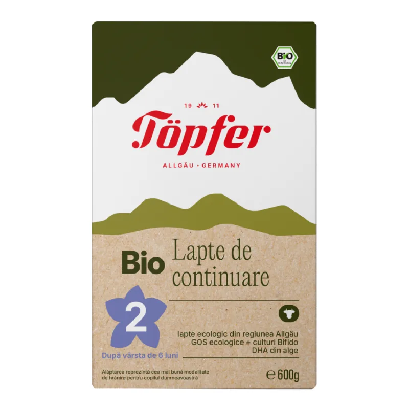 Formula lapte de continuare Bio 2, 6 luni, 600 g, Topfer — preț și oferte