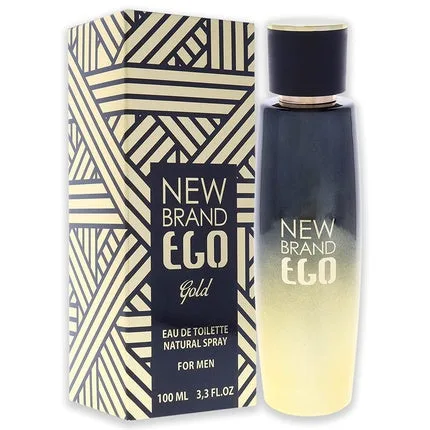 New Brand Ego Gold, Eau de Toilette 100 ml pentru bărbați, sticlă cu gradient auriu — preț și oferte