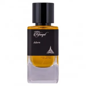 Paris Corner Rifaaqat Adorn Eau De Parfum, 85ml, sticlă transparentă cu lichid auriu și capac negru