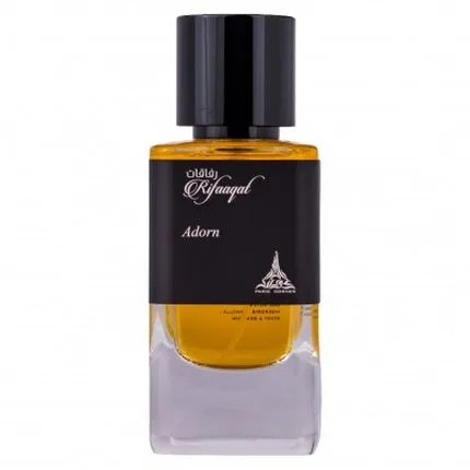 Paris Corner Rifaaqat Adorn Eau De Parfum, 85ml, sticlă transparentă cu lichid auriu și capac negru — preț și oferte