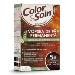 Vopsea de par fara amoniac, fara silicon, saten ciocolatiu, 5B, Color&Soin
