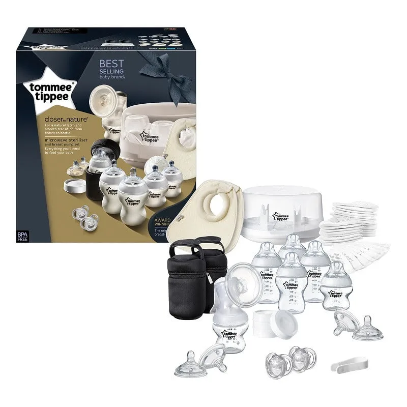 TOMMEE TIPPEE Set Sterilizator pentru microunde si pompa de san manuala — preț și oferte