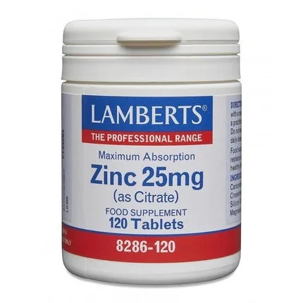 Tablete Zinc 25mg, Lamberts, 120 bucăți, Absorbție Maximă — preț și oferte