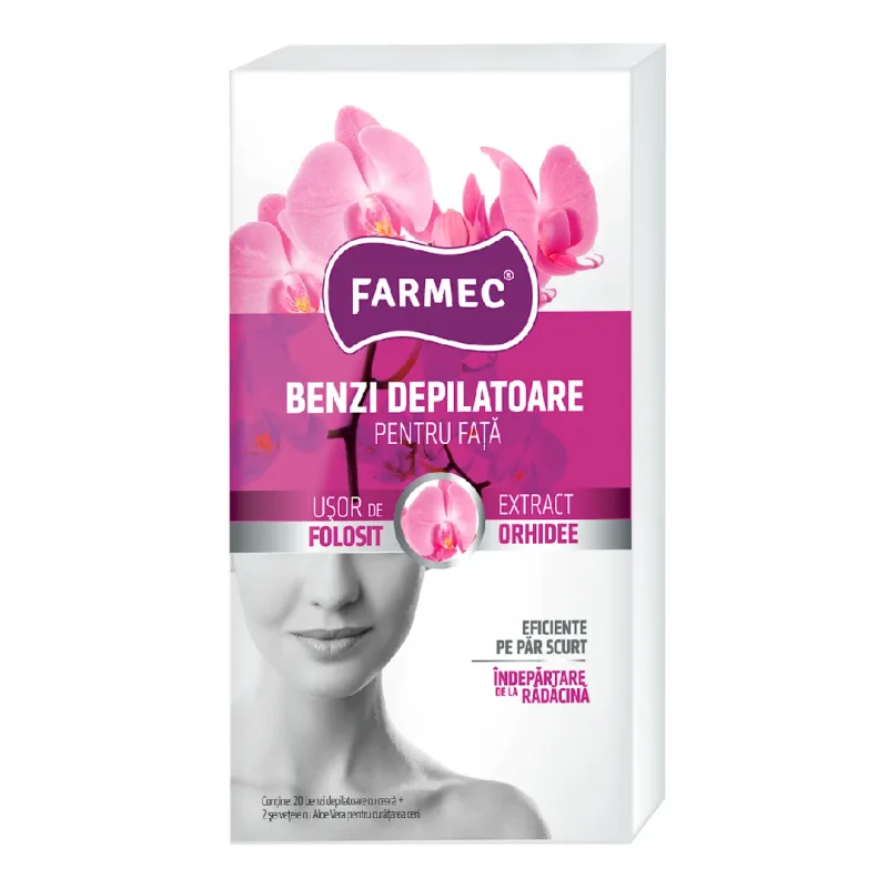 Benzi depilatoare pentru fata orhidee, 20 bucati, Farmec — preț și oferte