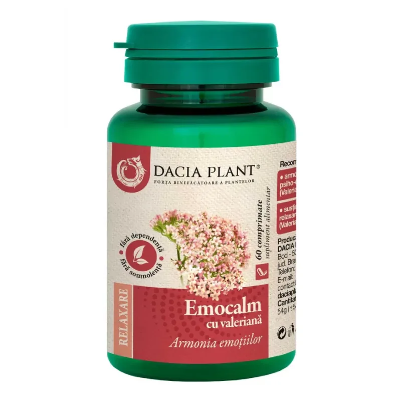Emocalm cu valeriana, 60 comprimate, Dacia Plant — preț și oferte