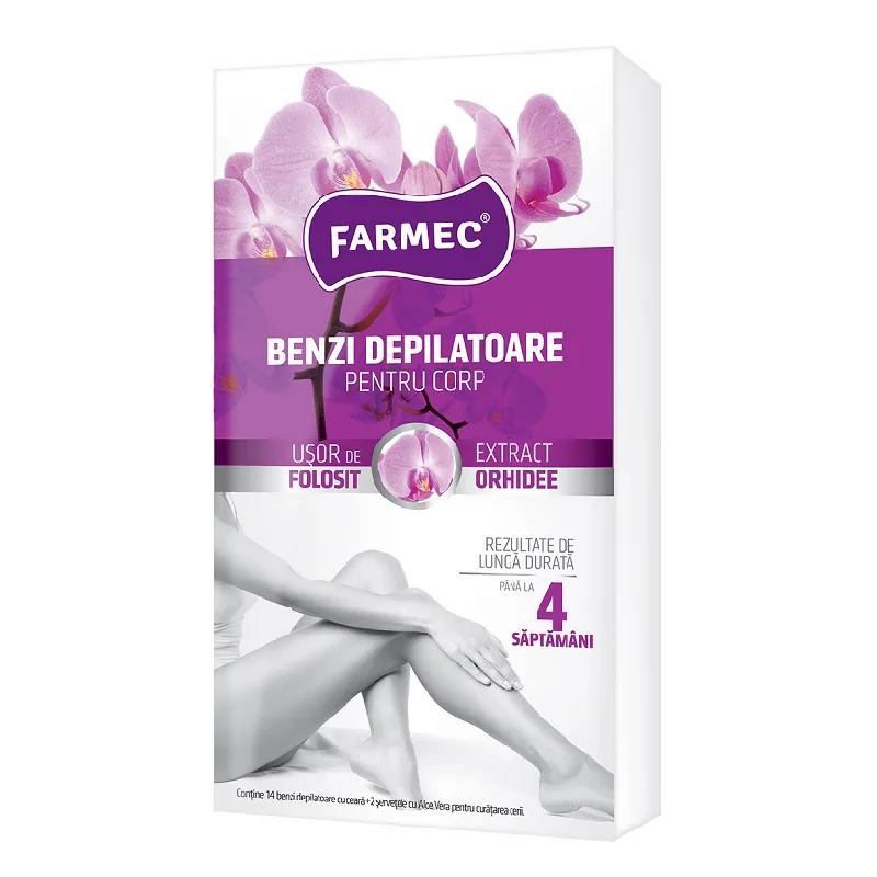 Benzi depilatoare pentru corp, orhidee, 14 benzi, Farmec — preț și oferte