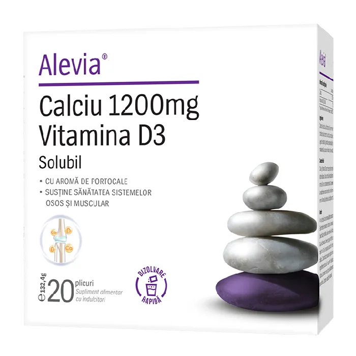 Calciu 1200mg Vitamina D3, 20 plicuri, Alevia — preț și oferte