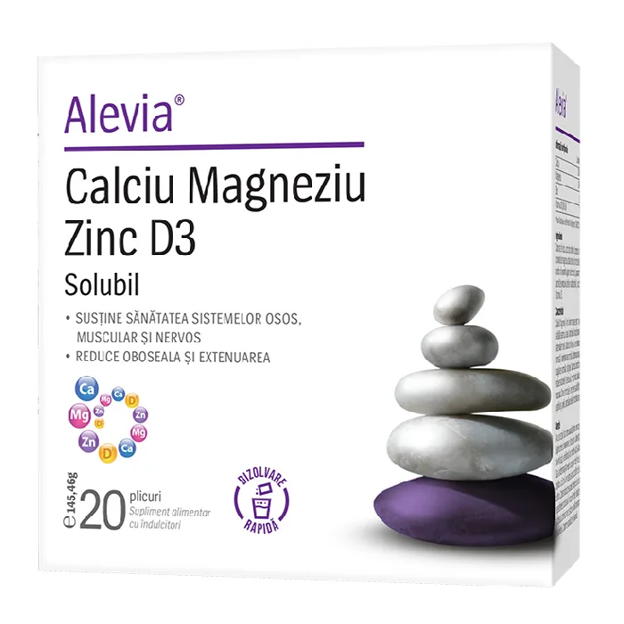 Calciu Magneziu Zinc, 20 plicuri, Alevia — preț și oferte