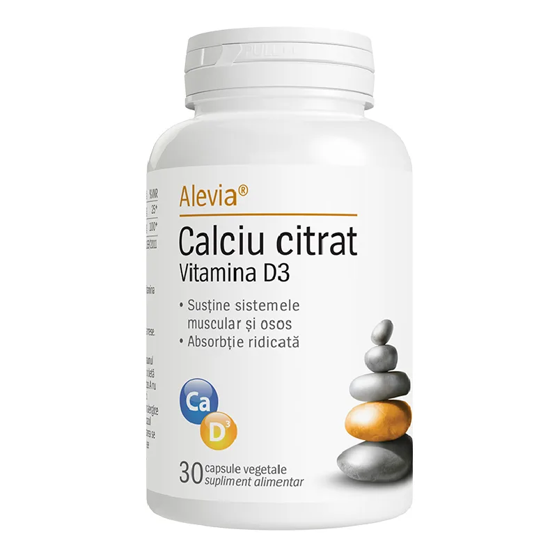Calciu Citrat Vitamina D3, 30 capsule, Alevia — preț și oferte