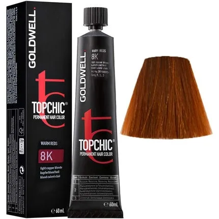Vopsea de păr permanentă, Goldwell, Top Chic 8K Blond Arămiu Deschis — preț și oferte