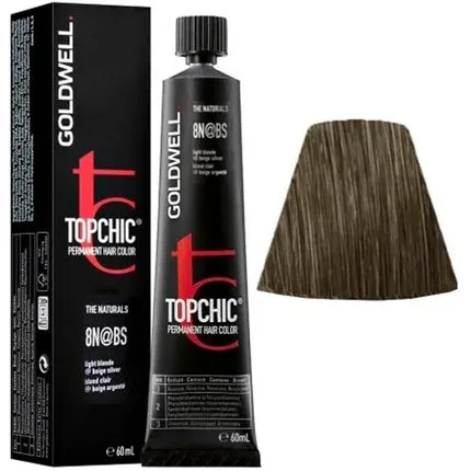 Vopsea Păr Permanentă Goldwell Topchic The Naturals 8N@BS Light Blonde Beige Silver, 60ml — preț și oferte