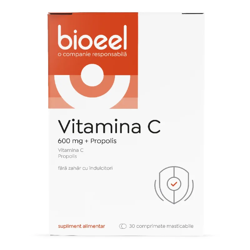Vitamina C 600 mg cu propolis, 30 comprimate masticabile, Bioeel — preț și oferte