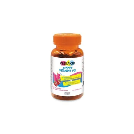 Gume cu Vitamina D3, Pediakid, 60 buc, căpșuni — preț și oferte