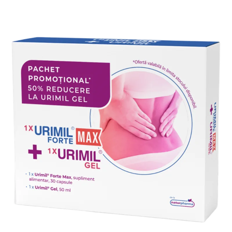 Pachet Urimil Forte Max, 30 capsule si Gel Urimil 50 ml, NaturPharma — preț și oferte