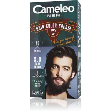 Vopsea de păr Cameleo Men, permanentă, maro închis, 30ml Delia Cosmetics — preț și oferte
