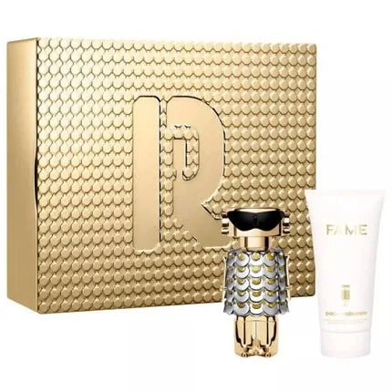 Set Parfum Paco Rabanne Fame, Eau de Parfum Spray 50ml + Loțiune pentru Corp 75ml, Culoare Aurie, Argintie — preț și oferte
