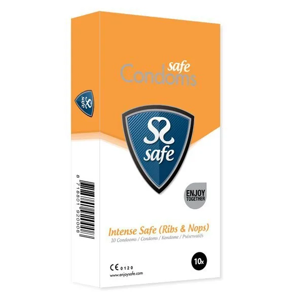 Prezervative Safe Intense, Roz, Ribs & Nobs, 10 buc — preț și oferte