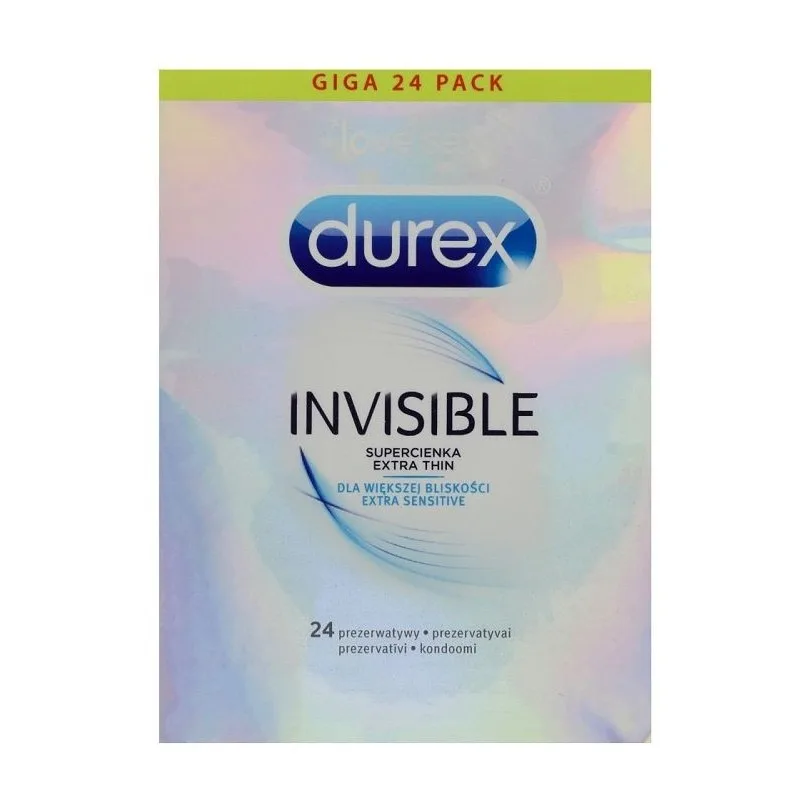 Prezervative Durex, Invisible, extra sensibil, 12 bucati — preț și oferte