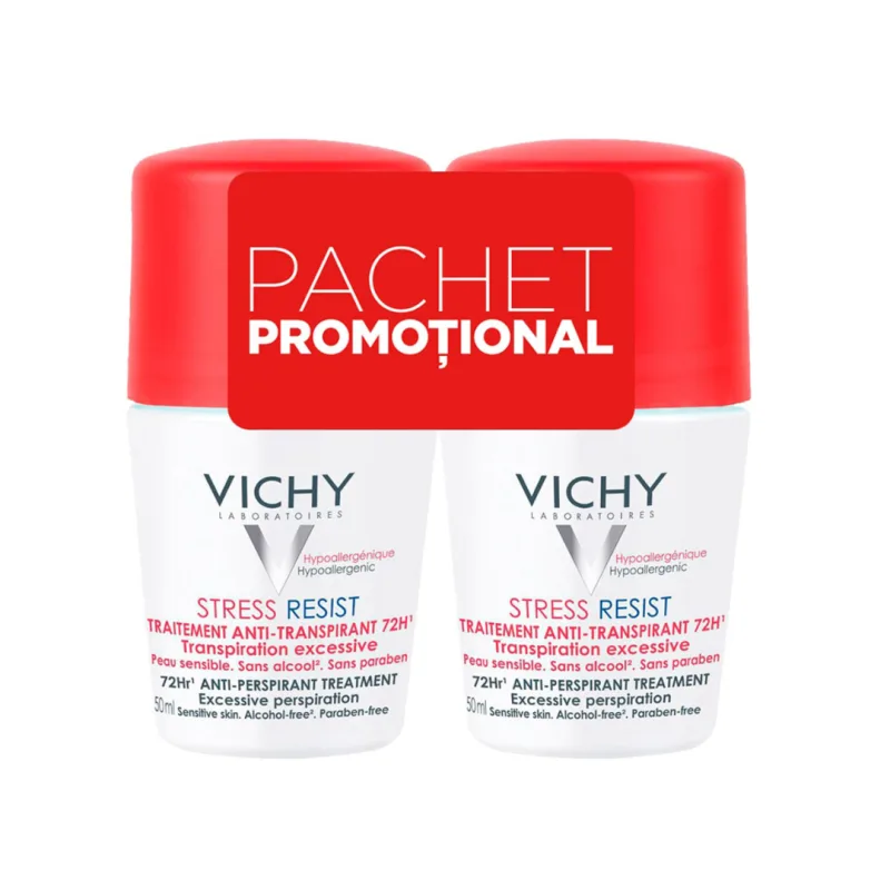 Pachet Deodorant roll-on tratament intensiv anti-transpirant 72h, 50 ml + 50 ml, Vichy — preț și oferte