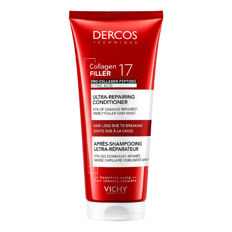 Balsam ultra-reparator cu peptide Pro-Colagen si acid citric Dercos Collagen 17 Filler, 200 ml, Vichy — preț și oferte