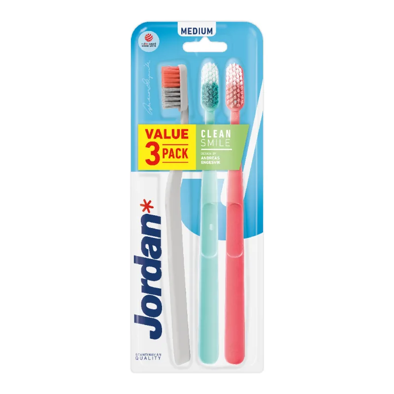 Set Periute de dinti pentru adulti Clean Smile, Medium, multicolor, 3 bucati, Jordan — preț și oferte