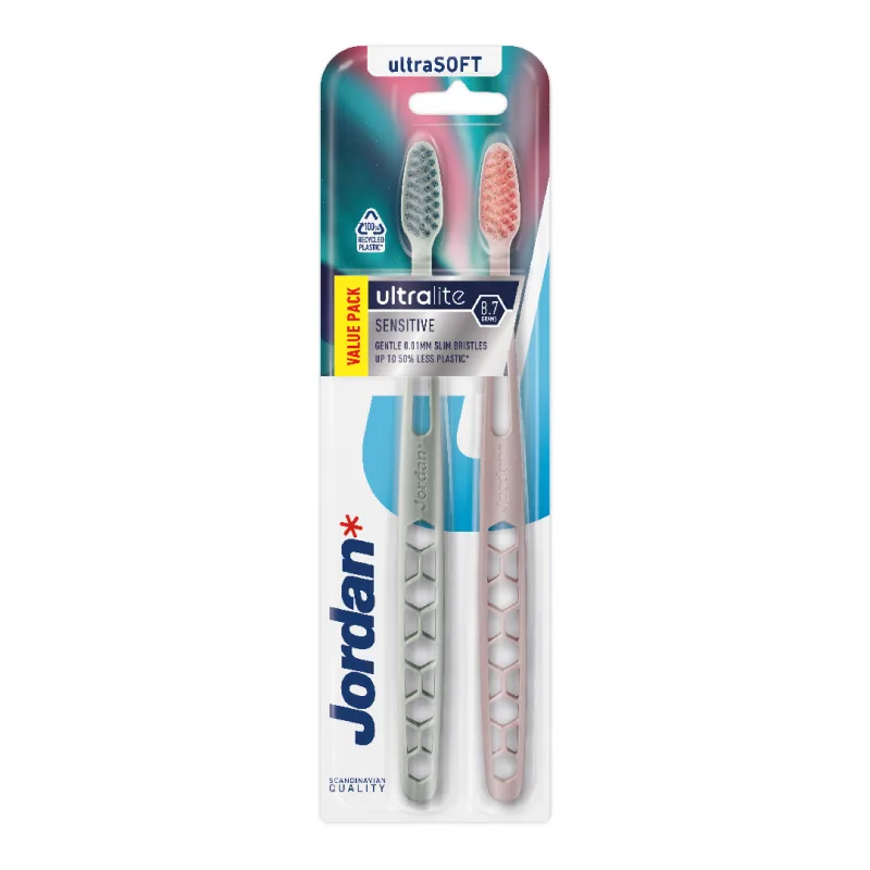 Set Periuta de dinti pentru adulti UltraLite Sensitive Ultrasoft, 2 bucati, Jordan — preț și oferte