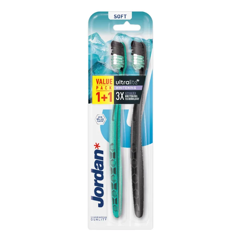 Set Periuta de dinti pentru adulti UltraLite Whitening Soft, culori variate, 2 bucati, Jordan — preț și oferte