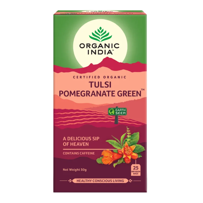 Ceai Tulsi Rodie Ceai Verde, 25 plicuri, Organic India — preț și oferte