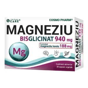 Magneziu Bisglicinat, 940 mg, 30 capsule vegetale, CosmoPharm