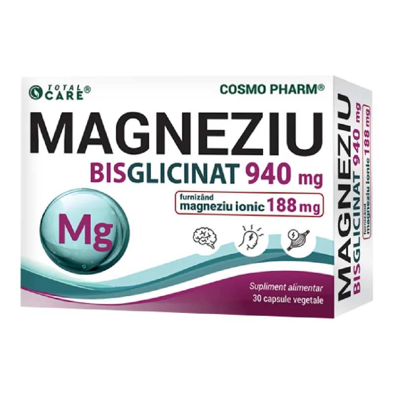 Magneziu Bisglicinat, 940 mg, 30 capsule vegetale, CosmoPharm COSMO PHARM — preț și oferte