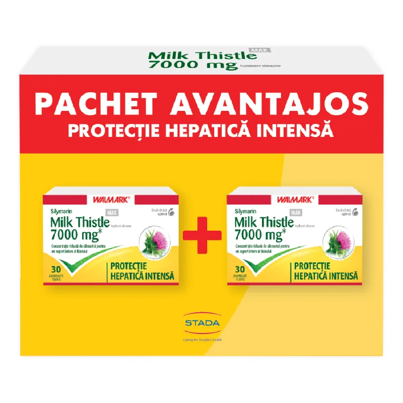 Silymarin Milk Thistle MAX, 7000mg, 30 + 30 comprimate filmate, Walmark STADA — preț și oferte