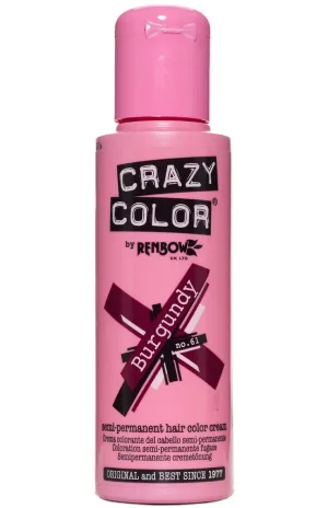 Cremă colorare păr Crazy Color, Burgundy, 100ml