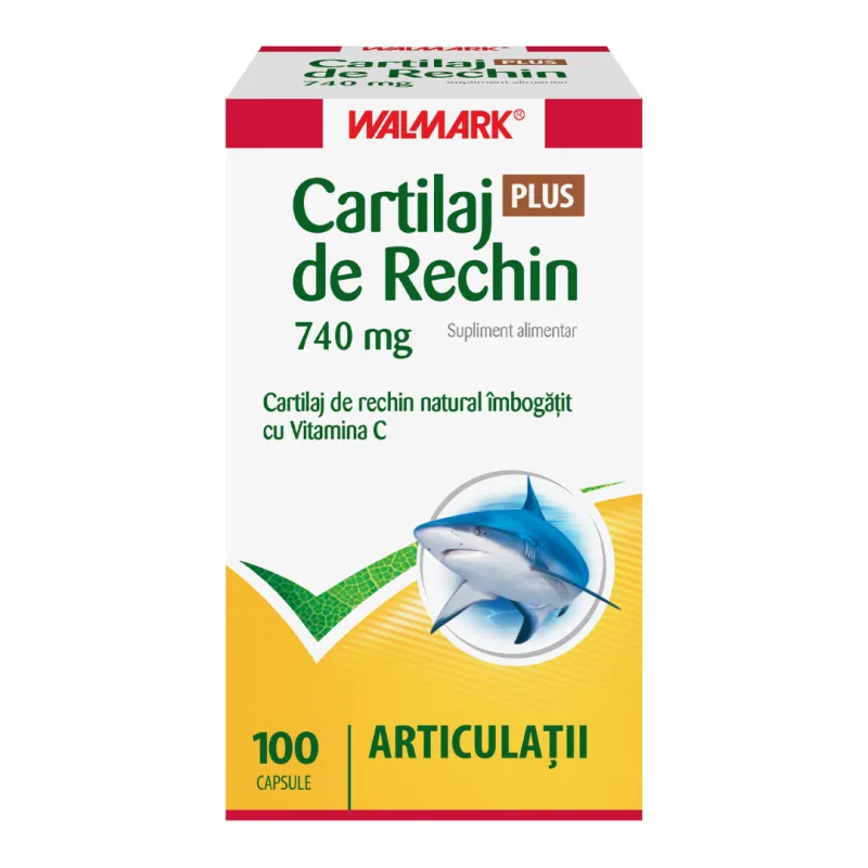 Cartilaj de Rechin Plus 740 mg cu vitamina C, 100 capsule, Walmark — preț și oferte